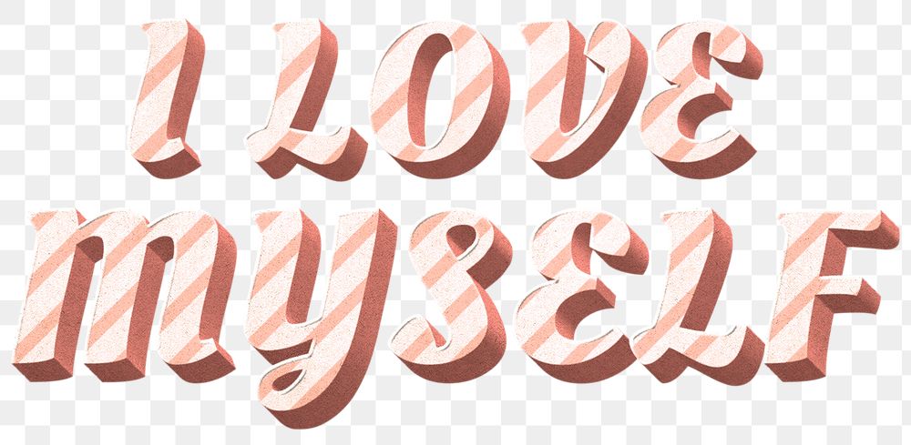 Png I love myself word candy cane typography