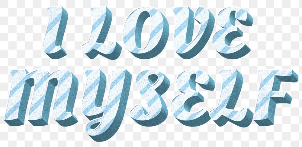 Png I love myself text word pastel stripe patterned