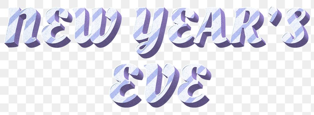 Png new year's eve word striped font typography