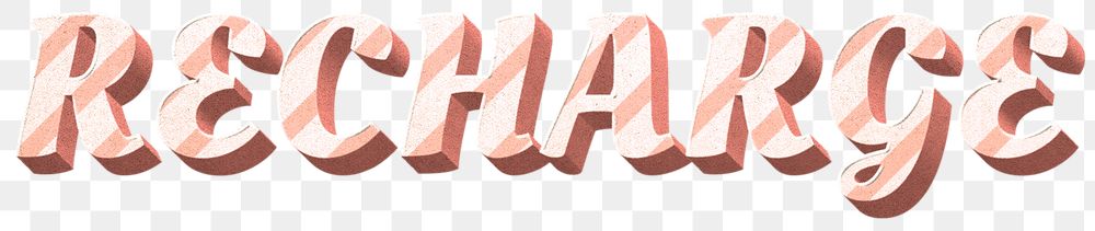 Png recharge word candy cane typography