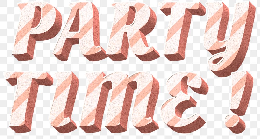 Png party time! word candy cane typography