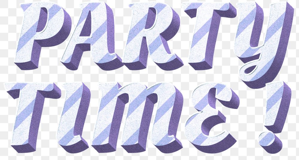 Png party time! word striped font typography