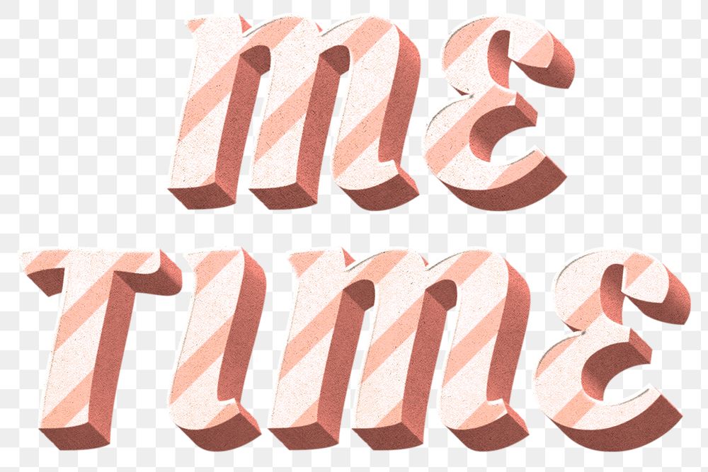 Png me time word candy cane typography