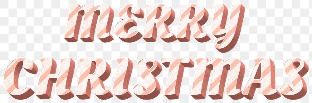 Png merry Christmas word candy cane typography