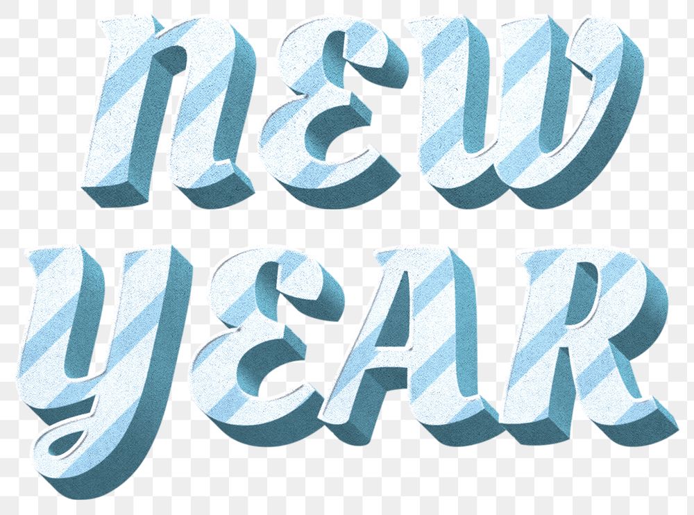 Png new year text word pastel stripe patterned