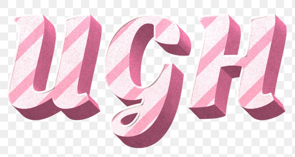 Png ugh word pink striped font typography