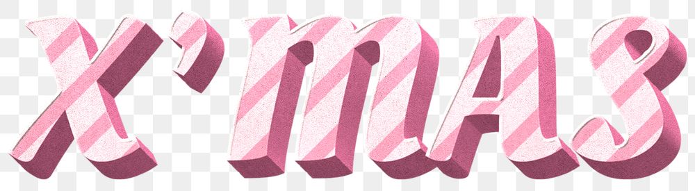 Png x'mas word pink striped font typography