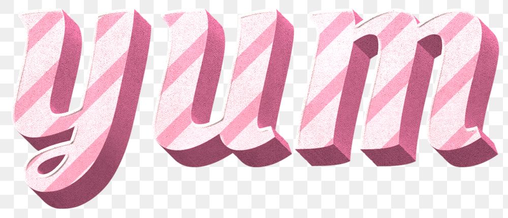 Png yum word pink striped font typography