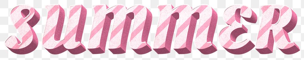 Png summer word pink striped font typography