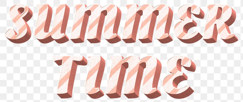 Png summer time word candy cane typography