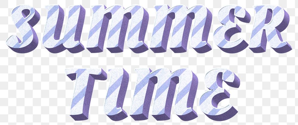 Png summer time word striped font typography