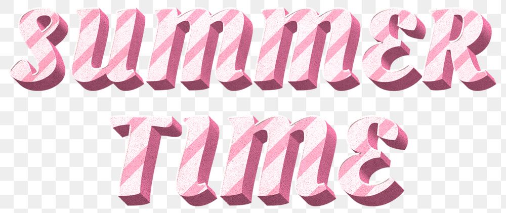 Png summer time word pink striped font typography