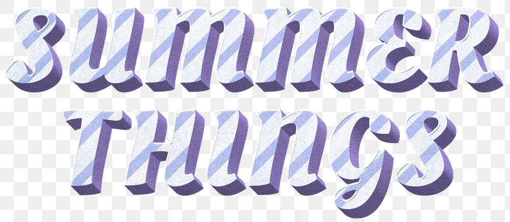 Png summer things word striped font typography