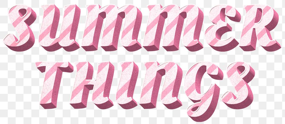Png summer things word pink striped font typography