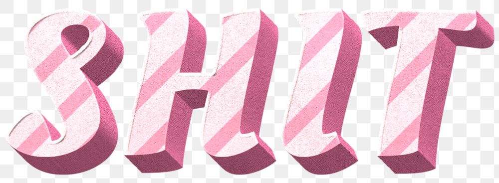 Png shit word pink striped font typography 