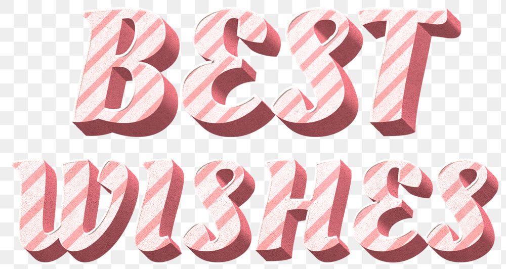 Png best wishes word candy cane typography