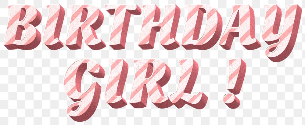 Png birthday girl! word candy cane typography