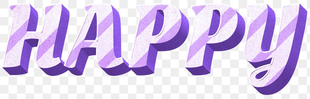 Png happy word striped font typography