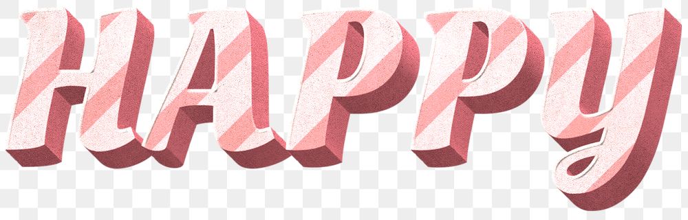 Png happy word candy cane typography