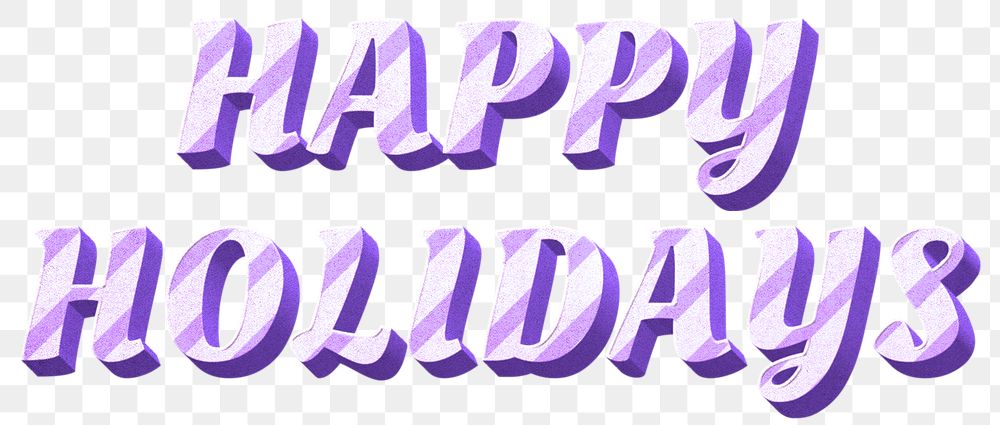 Png happy holidays word striped font typography