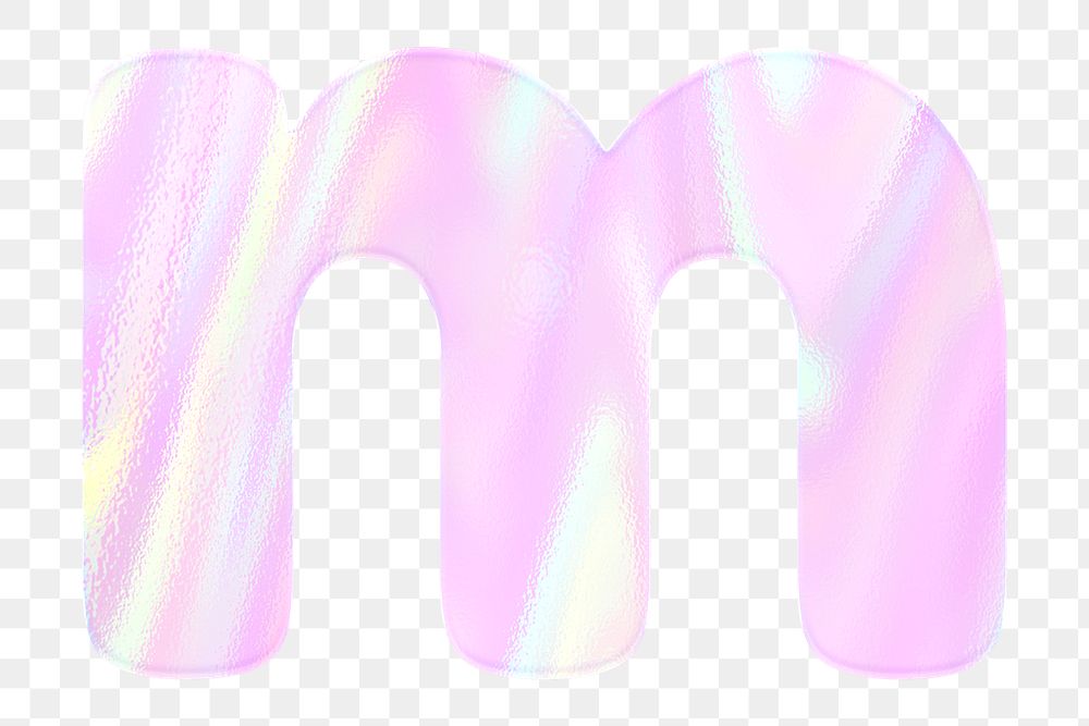 Letter m sticker png pink holographic typography