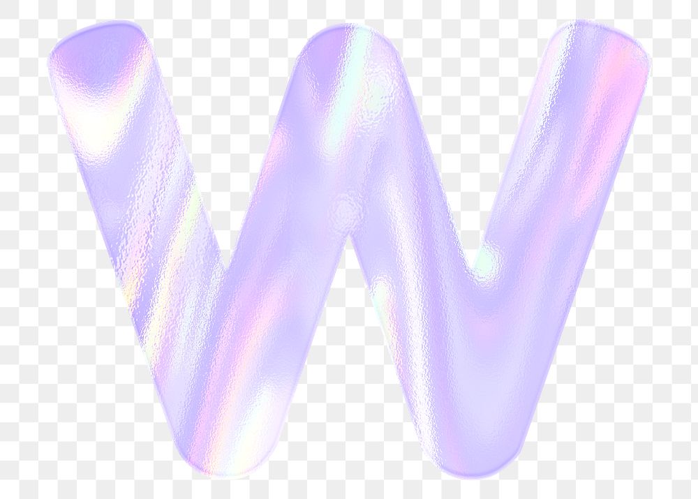 Pastel holographic alphabet W psd sticker typography