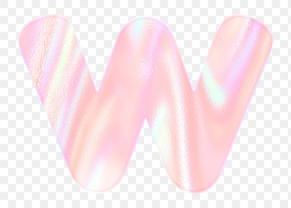 Alphabet w png sticker shiny holographic pastel typography