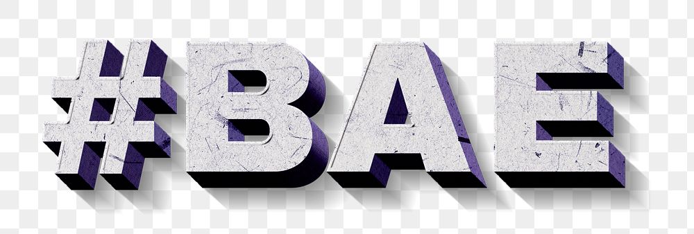 Vintage purple #BAE png 3D paper font word