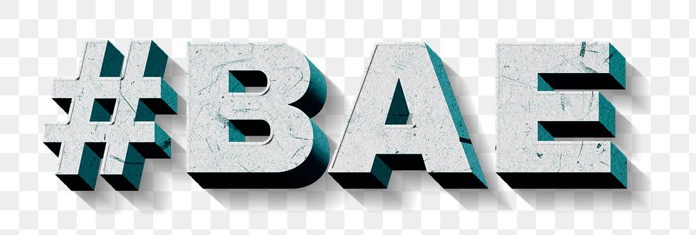#BAE mint green png 3D trendy word textured font typography