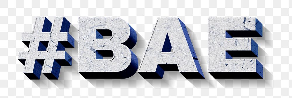 3D #BAE blue png word paper font typography