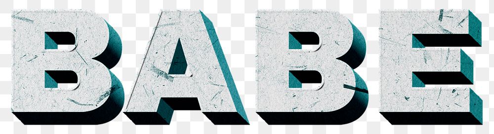 3D Babe mint green png word paper font typography