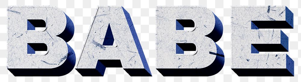 Babe blue png 3D trendy word textured font typography