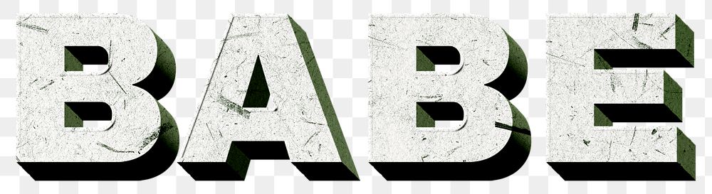Vintage green Babe png 3D paper font word