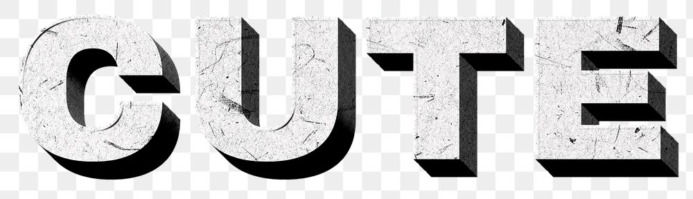 Cute gray png 3D trendy word textured font typography