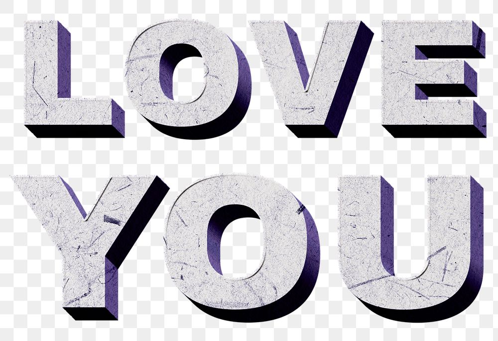 Love You purple png quote paper texture