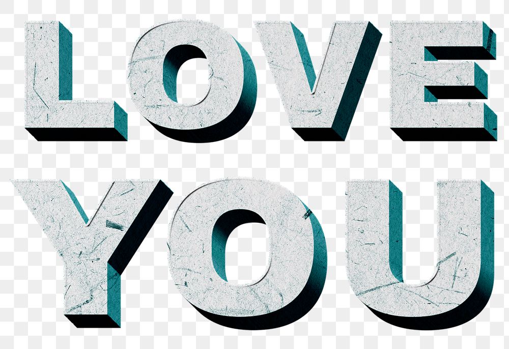 Mint green Love You png vintage quote paper texture