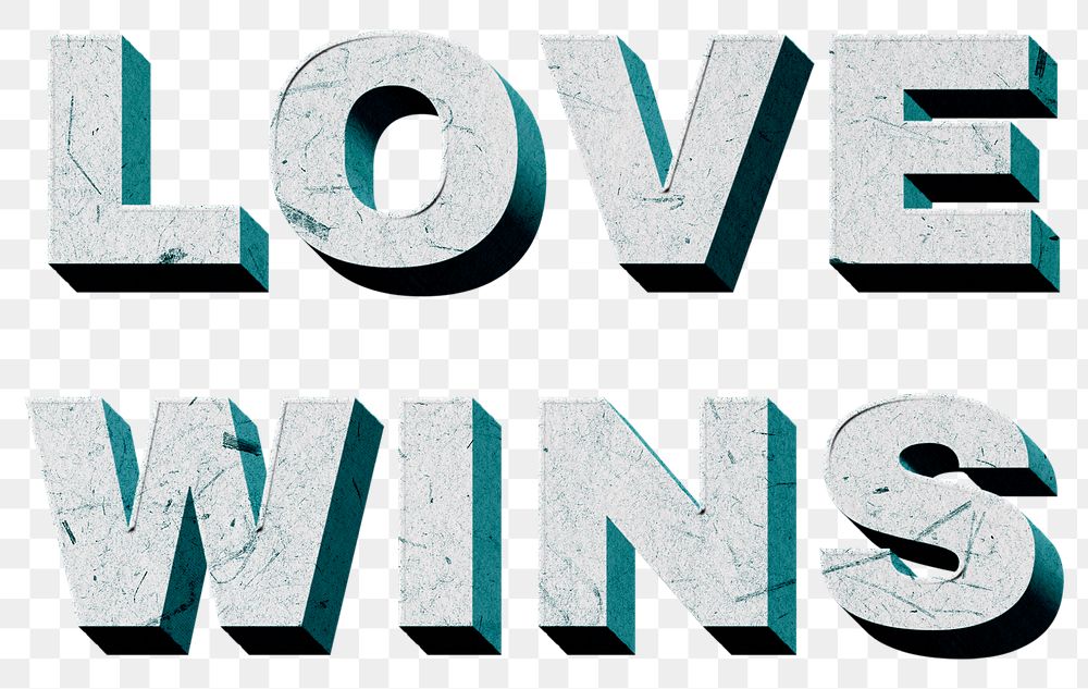 Love Wins png green vintage quote paper font typography