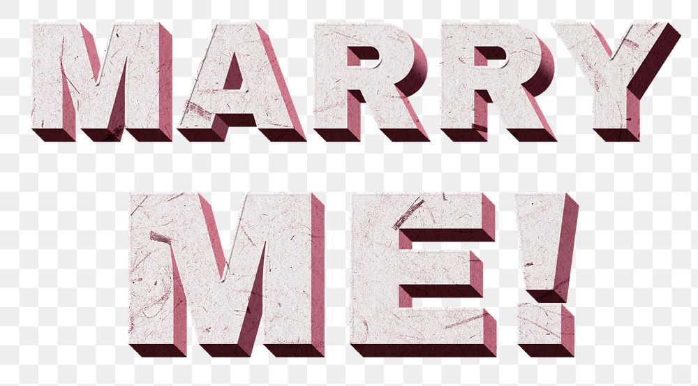 3D Marry Me! pink png quote paper font typography