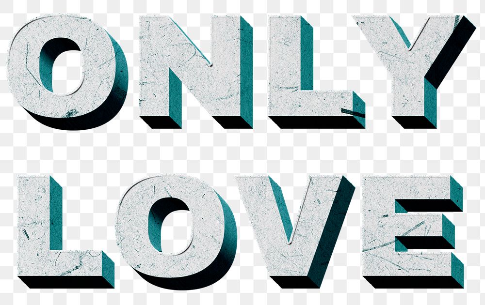 Green Only Love 3D png word paper texture