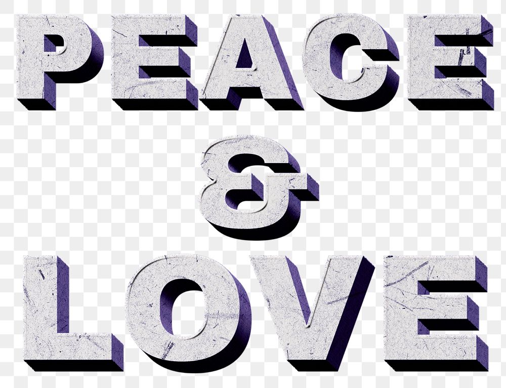 Peace & Love purple png quote paper texture