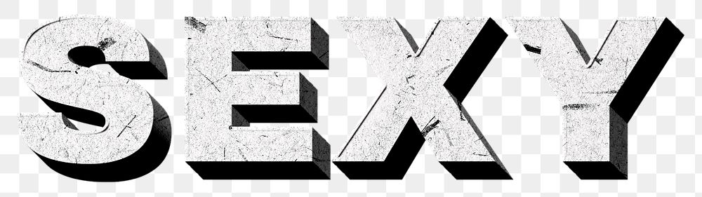 Png gray Sexy 3D word paper texture font typography