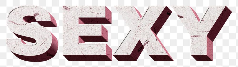 Png pink Sexy 3D word paper texture font typography