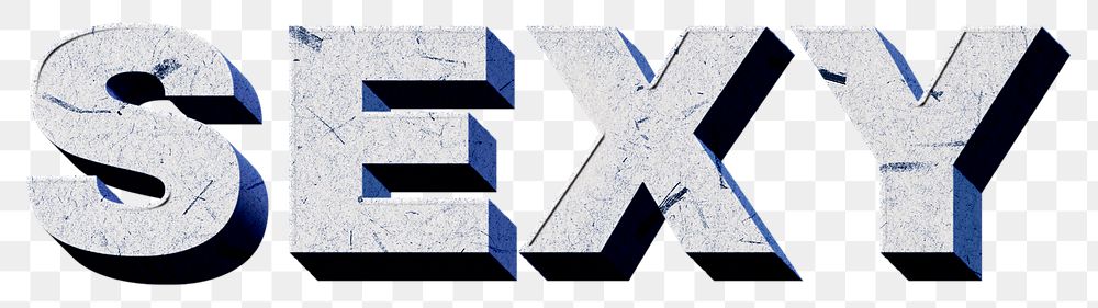 Sexy blue png 3D trendy word textured font typography