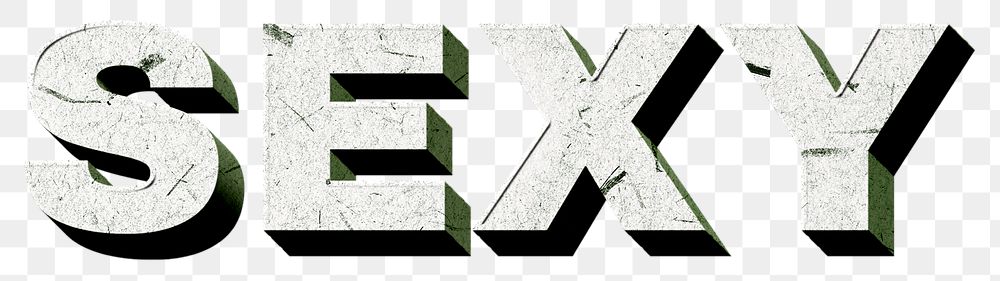 Png green Sexy 3D paper font word
