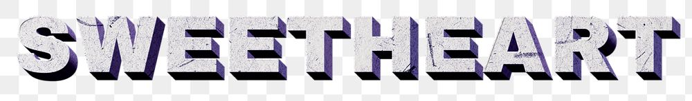 Sweetheart png purple 3D paper font word vintage