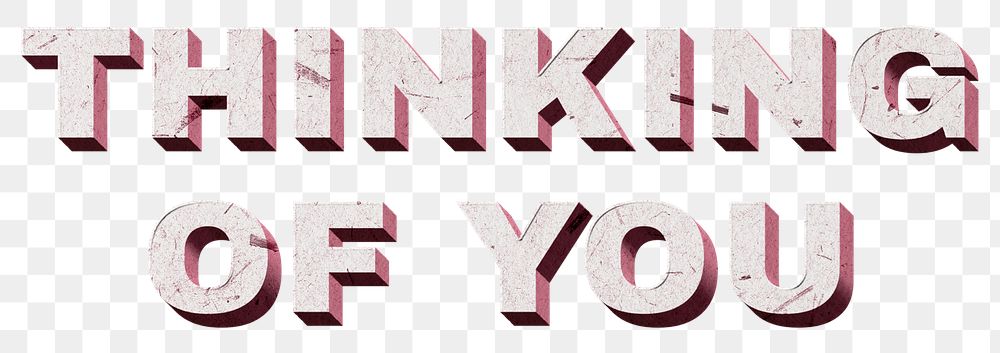 Pink Thinking of You png 3D vintage quote paper texture