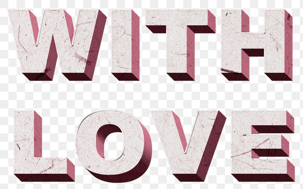 With Love png pink quote paper font typography