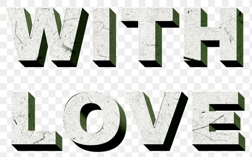 With Love png green quote paper texture typography
