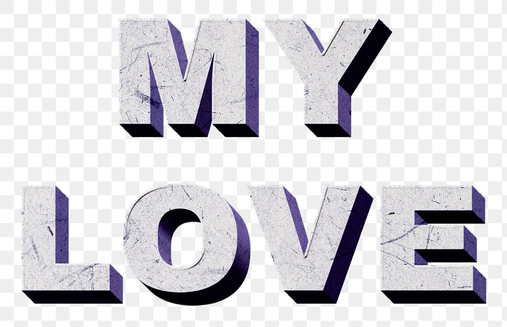 My Love png purple quote paper font typography