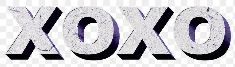 Xoxo purple png word typography paper texture